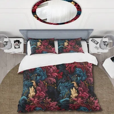 Design Art Regal Purple And Blue Luxe Opulence I - Paisley Duvet Cover Set In Blue;pink