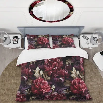 Design Art Regency Damask Grandeur Victorian Pattern Vi Duvet Cover Set In Pink;purple