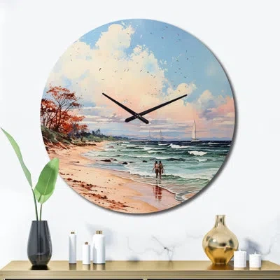 Design Art Relaxing Beach Breezes I - Nautical & Beach Wall Clock In Blue;green;orange