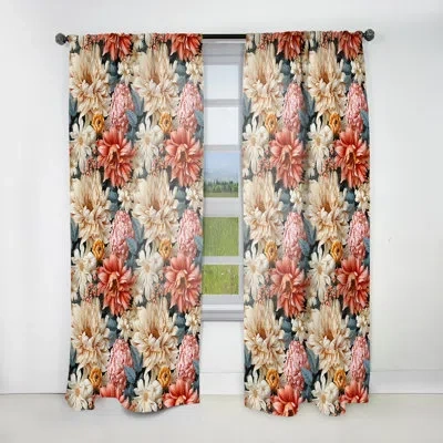 Design Art Renaissance Garden Botanical Pattern I - Floral Curtain - Velvet Room Darkening - 1 Panel In Pink