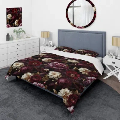 Design Art Renaissance Revival Victorian Pattern Iv Duvet Cover Set In Red