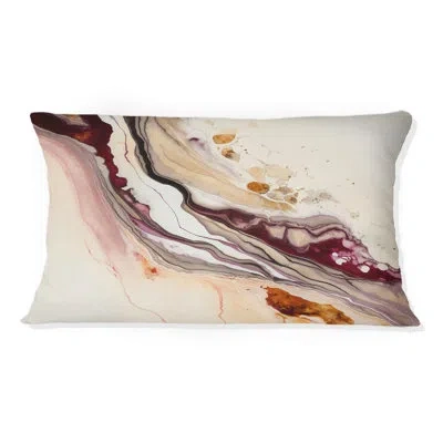Design Art Rend End Point Dreams I - Abstract Liquid Ink Printed Throw Pillow In White;red