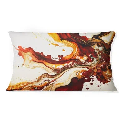 Design Art Rend End Point Dreams Iv - Abstract Liquid Ink Printed Throw Pillow In White;red