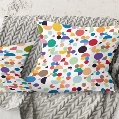 Design Art Retro Abstract Circular I - Mid-century Modern Printed Throw Pillow In Blue;white;green;red;yellow;pink