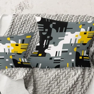 Design Art Retro Abstract Design I - Mid-century Modernprinted Throw Pillow In Gray