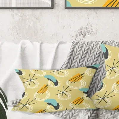 Design Art Retro Abstract Design Ii - Mid-century Modern Printed Throw Pillow