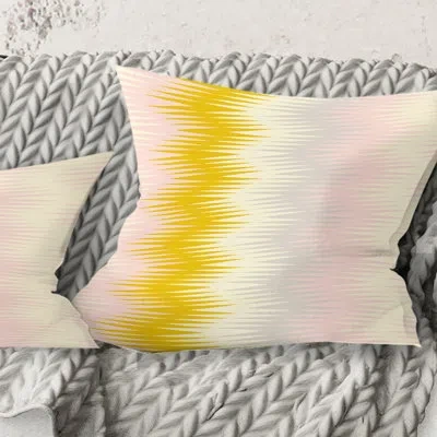 Design Art Retro Abstract Design Iv - Mid-century Modernprinted Throw Pillow In Yellow