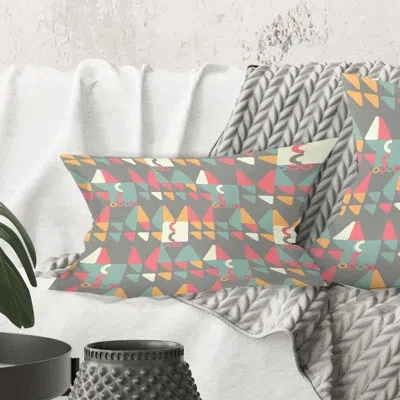 Design Art Retro Abstract Design V - Mid-century Modern Printed Throw Pillow