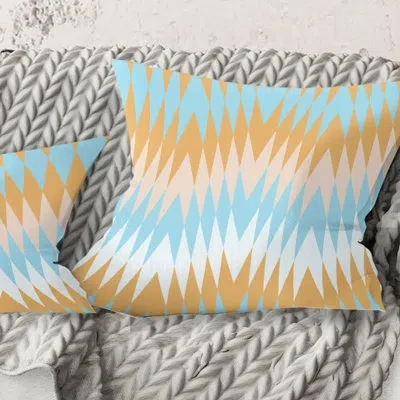 Design Art Retro Abstract Design Vi - Mid-century Modernprinted Throw Pillow In Blue