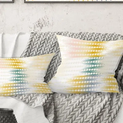 Design Art Retro Abstract Design Viii - Mid-century Modernprinted Throw Pillow In Gold