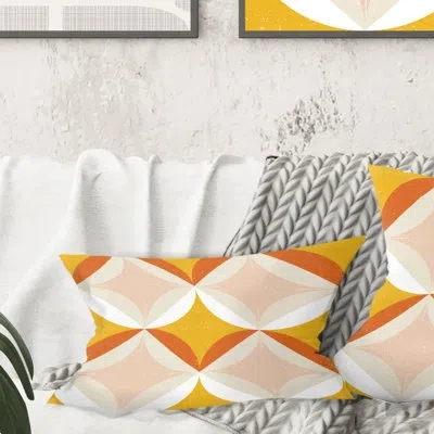 Design Art Retro Abstract Design Xii - Mid-century Modernprinted Throw Pillow