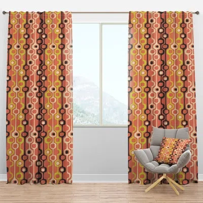 Design Art Retro Abstract Design Xiii - Abstract Curtain - Velvet Room Darkening - 1 Panel In Green