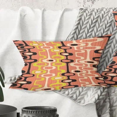 Design Art Retro Abstract Design Xiii - Mid-century Modernprinted Throw Pillow