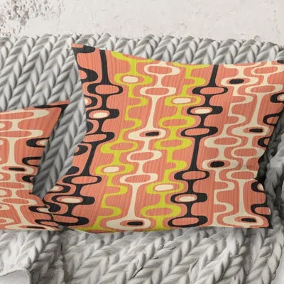 Design Art Retro Abstract Design Xiii - Mid-century Modernprinted Throw Pillow In Orange