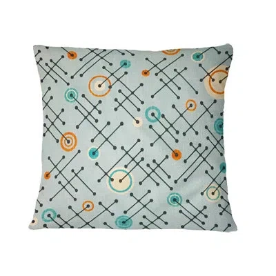 Design Art Retro Abstract Design Xiv - Mid-century Modernprinted Throw Pillow In Teal
