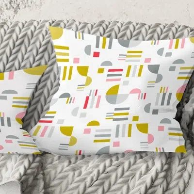 Design Art Retro Abstract Design Xvi - Mid-century Modernprinted Throw Pillow In White