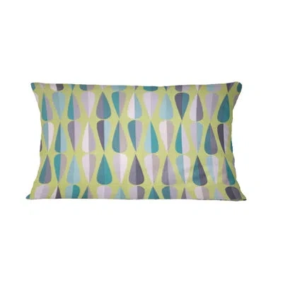 Design Art Retro Abstract Drops - Mid-century Modernprinted Throw Pillow In Green