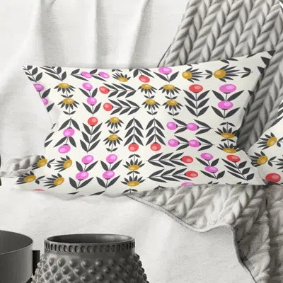 Design Art Retro Abstract Floral Design Xi - Mid-century Modernprinted Throw Pillow