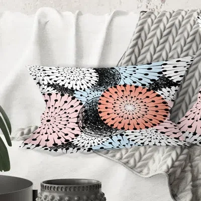 Design Art Retro Abstract Flower Design I - Mid-century Modern Printed Throw Pillow