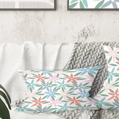 Design Art Retro Abstract Flower Design Iii - Mid-century Modern Printed Throw Pillow