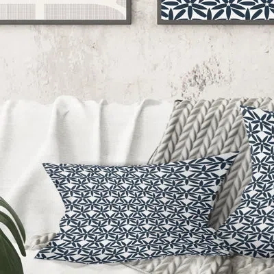 Design Art Retro Abstract Flower Design Iv - Mid-century Modern Printed Throw Pillow