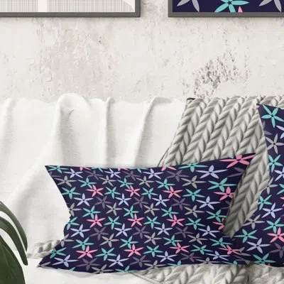 Design Art Retro Abstract Flower Design V - Mid-century Modern Printed Throw Pillow