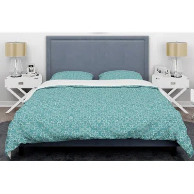 Design Art Retro Abstract I Mid-century Duvet Cover Set In Blue,white