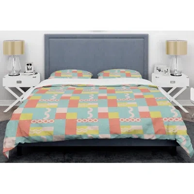 Design Art Retro Abstract Iii Mid-century Duvet Cover Set In Orange