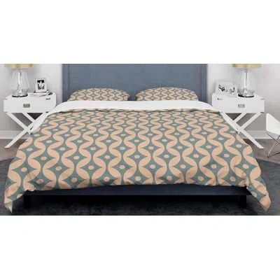 Design Art Retro Abstract Iv Mid-century Duvet Cover Set In Green