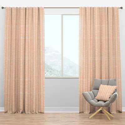 Design Art Retro Abstract Lines Pattern - Abstract Curtain - Velvet Room Darkening - 1 Panel