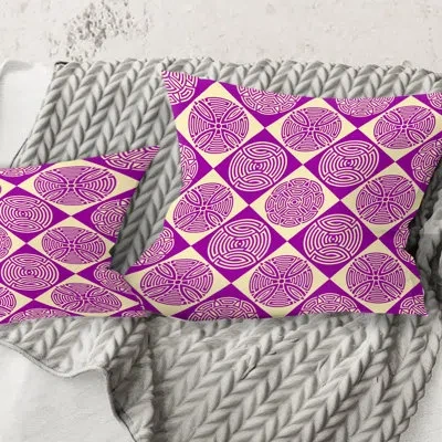Design Art Retro Abstract Pattern Design I - Mid-century Modernprinted Throw Pillow In Pink