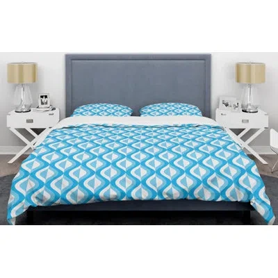 Design Art Retro Abstract Vi Mid-century Duvet Cover Set In Blue