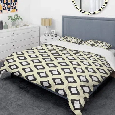 Design Art Retro Abstract Xiv Mid-century Duvet Cover Set In Black
