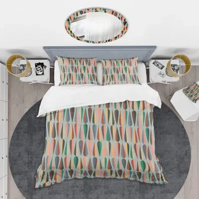 Design Art Retro Art Deco - Mid Century Bedding Set - Modern Mid-century Comforter Bedding Set In White;multi-color