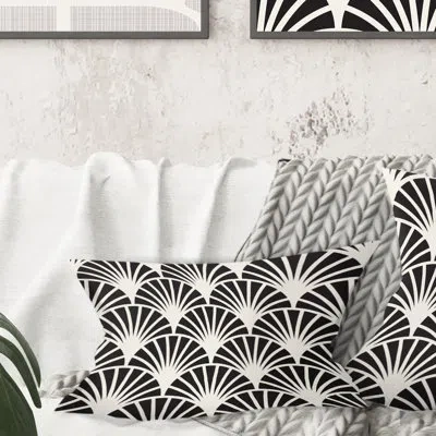 Design Art Retro Art Deco Waves I - Mid-century Modern Printed Throw Pillow