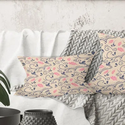 Design Art Retro Botanical Pattern X - Mid-century Modern Printed Throw Pillow
