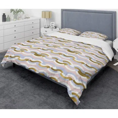 Design Art Retro Braids Wave Mid-century Duvet Cover Set In Brown