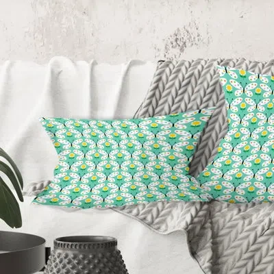 Design Art Retro Butterflies I - Mid-century Modernprinted Throw Pillow