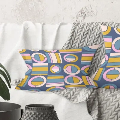 Design Art Retro Circular Design I - Mid-century Modern Printed Throw Pillow