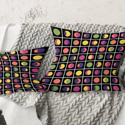Design Art Retro Circular Moons - Mid-century Modernprinted Throw Pillow In Blue;white;green;red;yellow;pink