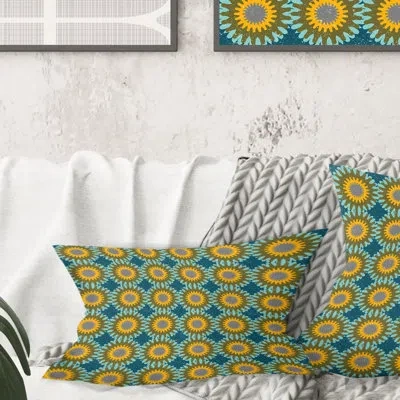 Design Art Retro Circular Pattern I - Mid-century Modern Printed Throw Pillow