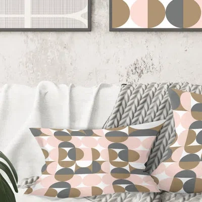 Design Art Retro Circular Pattern Iv - Mid-century Modern Printed Throw Pillow