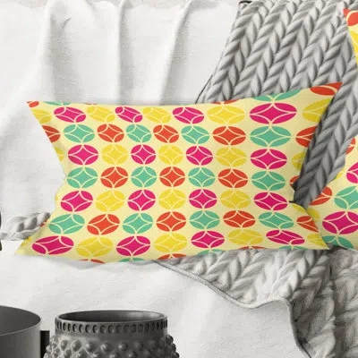 Design Art Retro Circular Pattern Vii - Mid-century Modern Printed Throw Pillow
