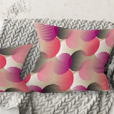 Design Art Retro Circular Pattern Viii - Mid-century Modernprinted Throw Pillow In Red