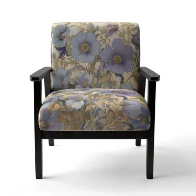 Design Art Retro Collage Blooming White Chrysanthemum - Upholstered Traditional Arm Chair In Purple