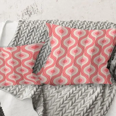Design Art Retro Drop Design I - Mid-century Modernprinted Throw Pillow In Pink