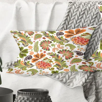 Design Art Retro Fantasy Flowers I - Mid-century Modern Printed Throw Pillow