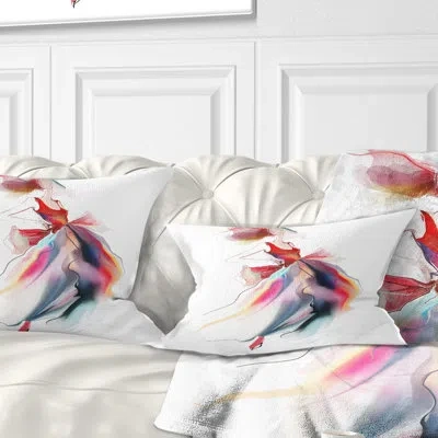Design Art Retro Fashion Dress - Portrait Printed Throw Pillow