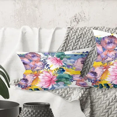 Design Art Retro Floral Botanical V - Mid-century Modernprinted Throw Pillow