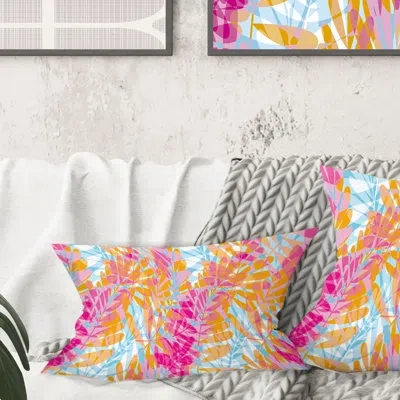 Design Art Retro Floral Pattern Iii - Mid-century Modern Printed Throw Pillow